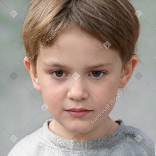 Neutral white child female with short  brown hair and brown eyes