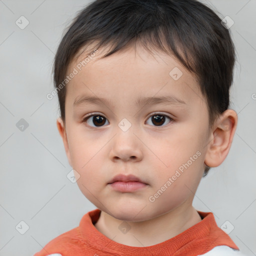 Neutral white child male with short  brown hair and brown eyes