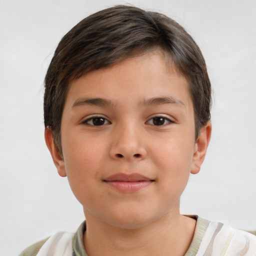 Neutral white child female with short  brown hair and brown eyes