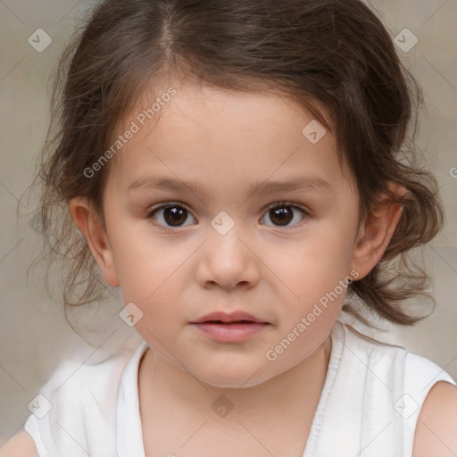 Neutral white child female with medium  brown hair and brown eyes