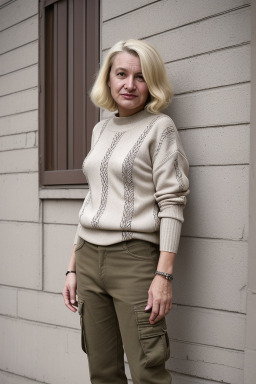 Romanian middle-aged non-binary with  blonde hair