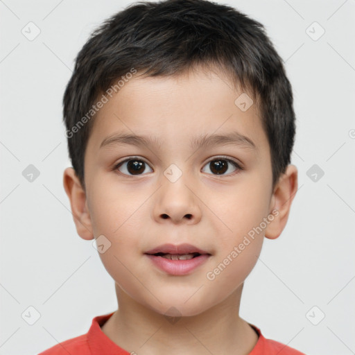 Neutral white child male with short  brown hair and brown eyes