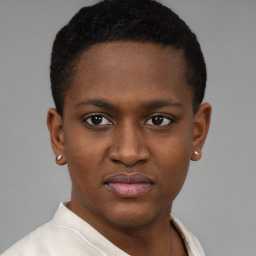 Neutral black young-adult male with short  brown hair and brown eyes