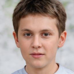 Neutral white child male with short  brown hair and brown eyes