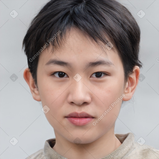 Neutral white child male with short  brown hair and brown eyes