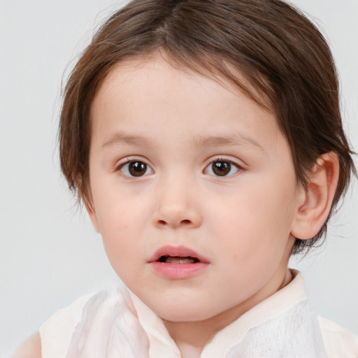 Neutral white child female with medium  brown hair and brown eyes