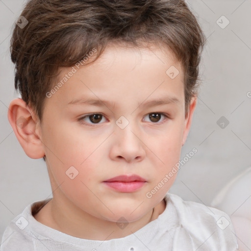 Neutral white child male with short  brown hair and brown eyes