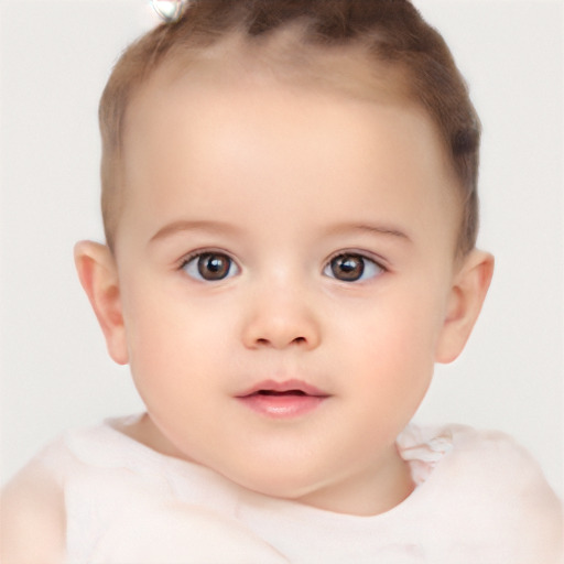 Neutral white child female with short  brown hair and brown eyes