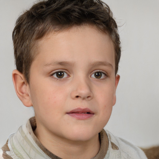 Neutral white child male with short  brown hair and brown eyes