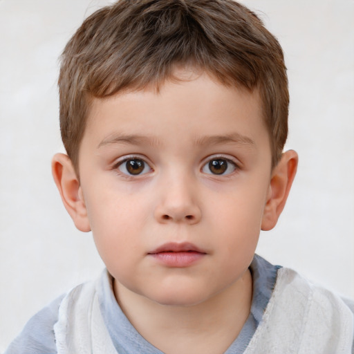 Neutral white child male with short  brown hair and brown eyes