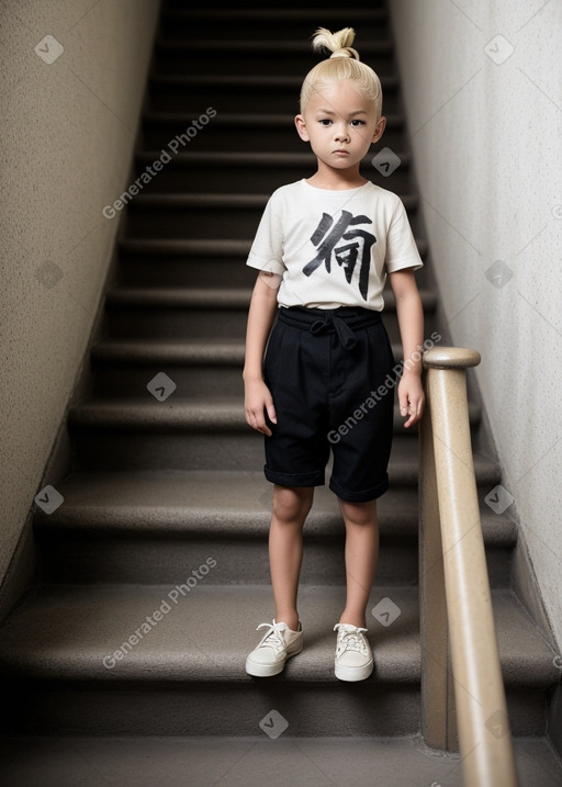 Japanese child boy with  blonde hair