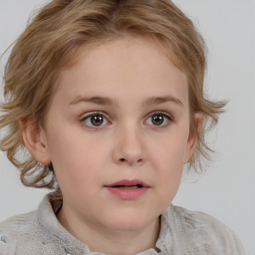 Neutral white child female with medium  brown hair and brown eyes