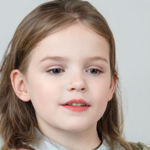 Neutral white child female with medium  brown hair and brown eyes