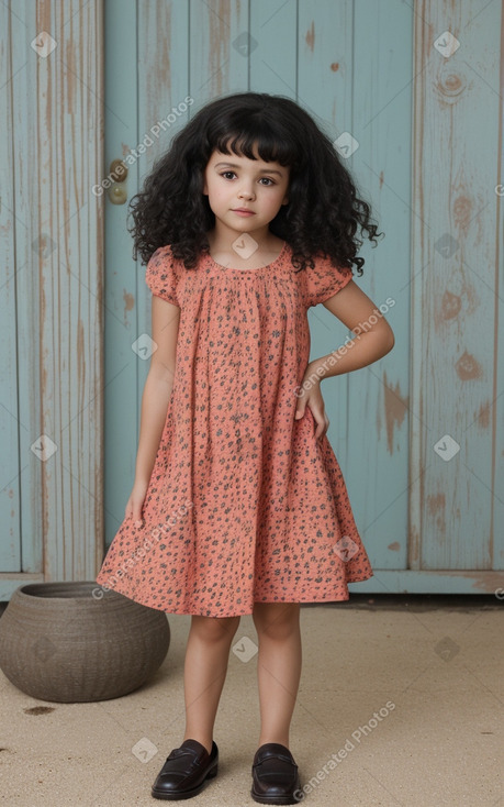 American child female with  black hair