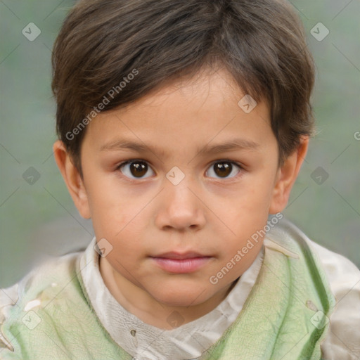 Neutral white child male with short  brown hair and brown eyes