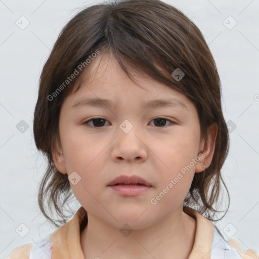 Neutral white child female with medium  brown hair and brown eyes