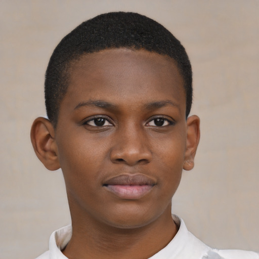Neutral black young-adult female with short  brown hair and brown eyes