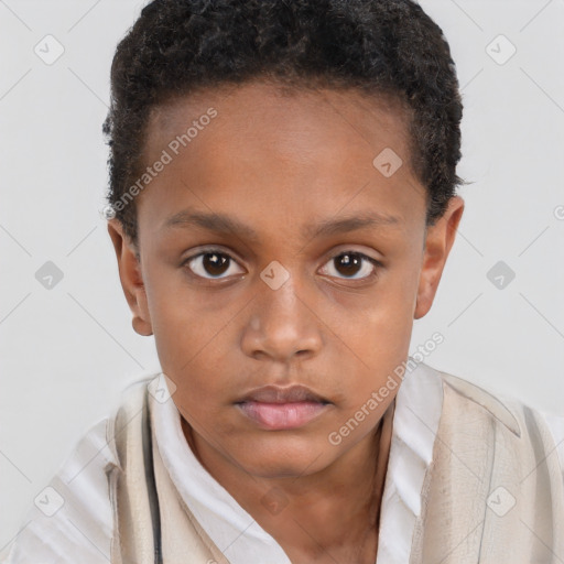 Neutral black young-adult male with short  brown hair and brown eyes