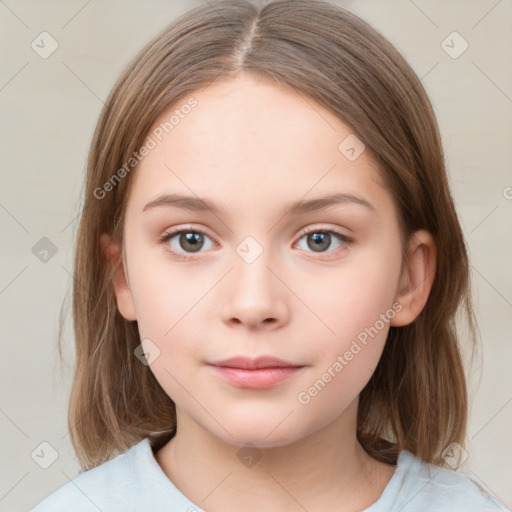 Neutral white child female with medium  brown hair and brown eyes