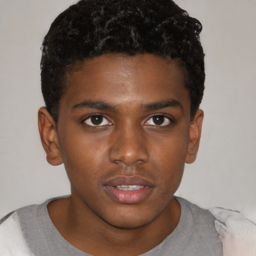 Neutral black young-adult male with short  brown hair and brown eyes