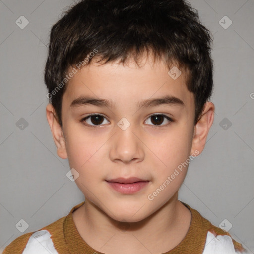 Neutral white child male with short  brown hair and brown eyes