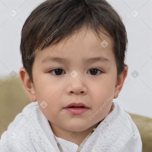 Neutral white child male with short  brown hair and brown eyes