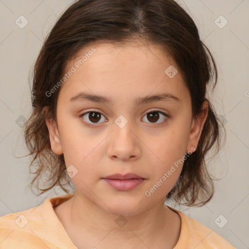 Neutral white child female with medium  brown hair and brown eyes