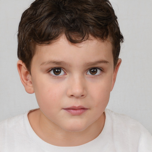 Neutral white child male with short  brown hair and brown eyes