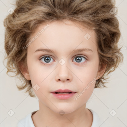 Neutral white child female with medium  brown hair and brown eyes