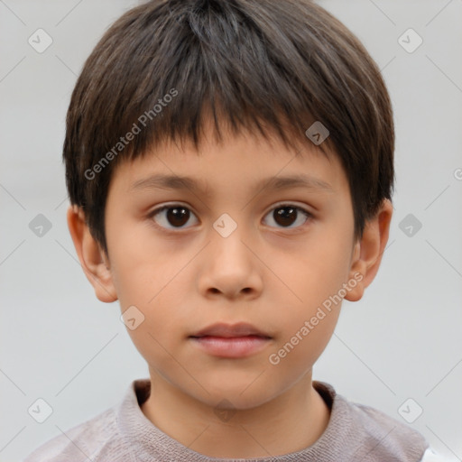 Neutral white child male with short  brown hair and brown eyes