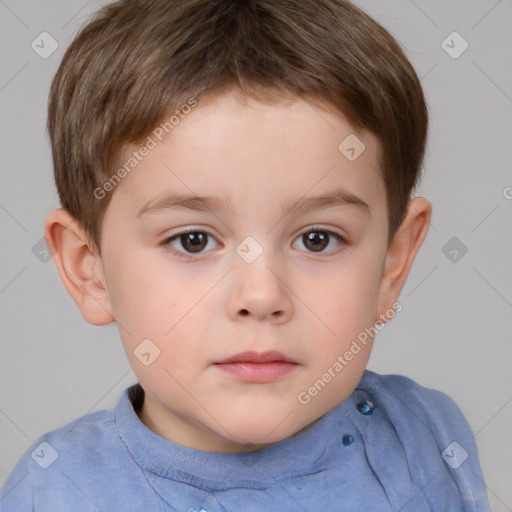 Neutral white child male with short  brown hair and brown eyes