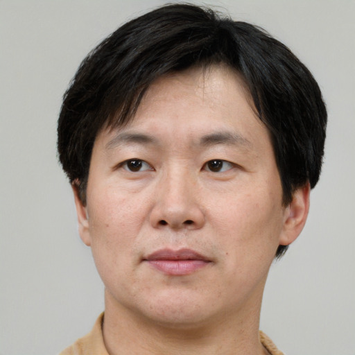 Neutral white adult male with short  brown hair and brown eyes