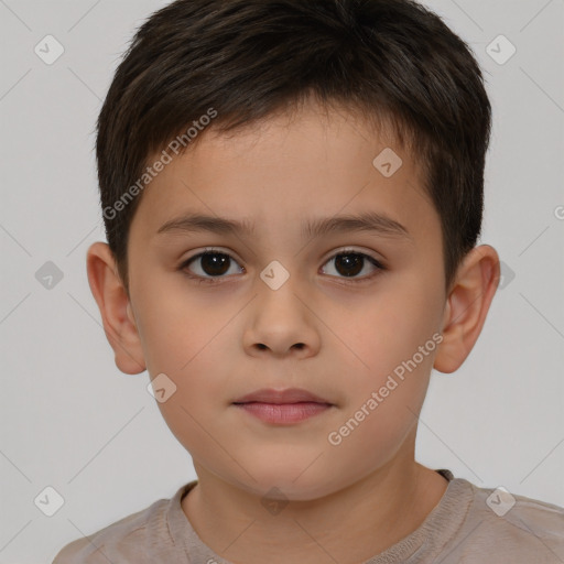 Neutral white child male with short  brown hair and brown eyes