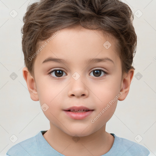 Neutral white child male with short  brown hair and brown eyes