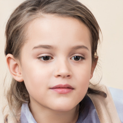 Neutral white child female with medium  brown hair and brown eyes