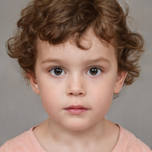 Neutral white child male with medium  brown hair and brown eyes