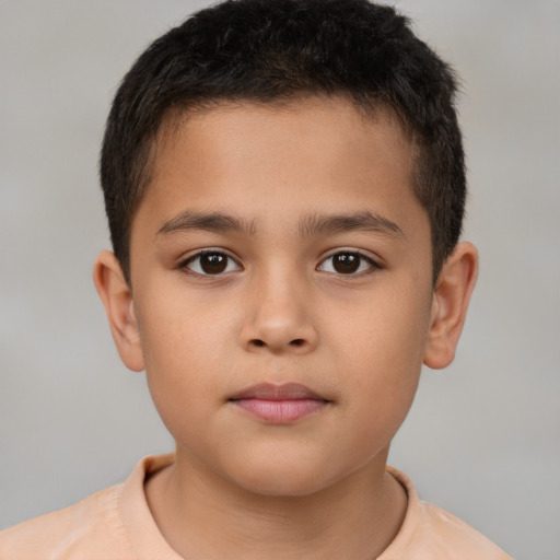 Neutral white child male with short  brown hair and brown eyes