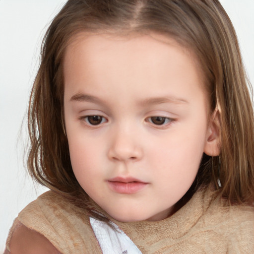 Neutral white child female with medium  brown hair and brown eyes