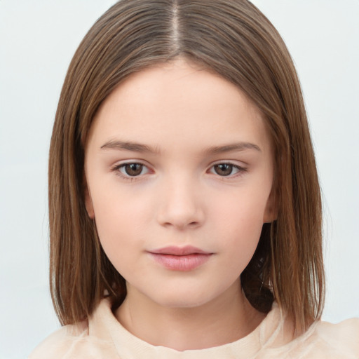 Neutral white child female with medium  brown hair and brown eyes