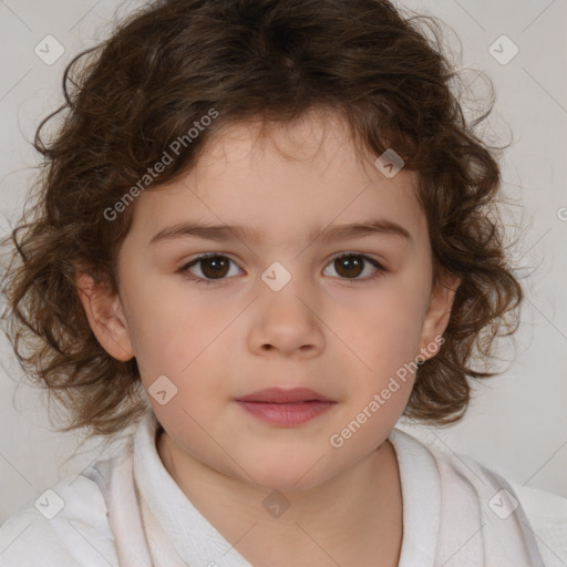 Neutral white child female with medium  brown hair and brown eyes