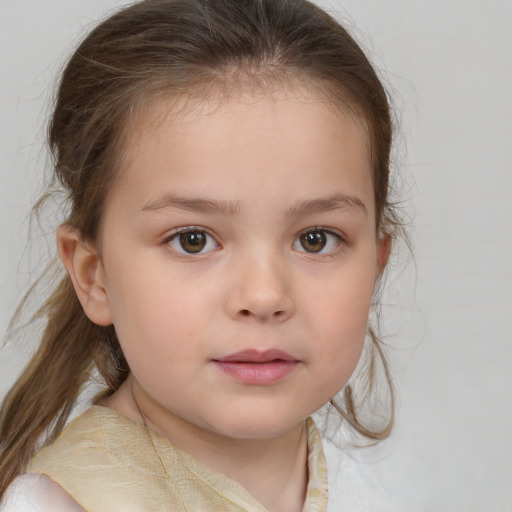 Neutral white child female with medium  brown hair and brown eyes