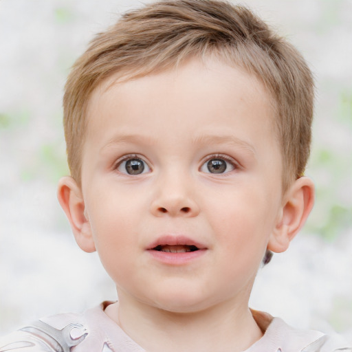 Neutral white child male with short  brown hair and blue eyes