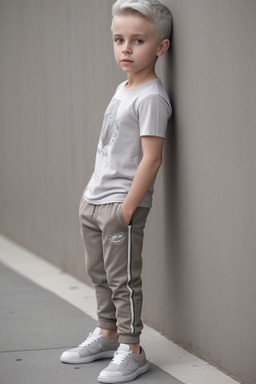 Caucasian child male with  gray hair