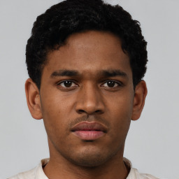 Neutral black young-adult male with short  brown hair and brown eyes