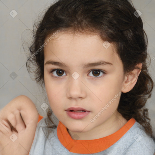 Neutral white child female with medium  brown hair and brown eyes