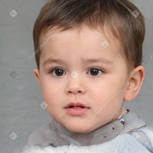 Neutral white child male with short  brown hair and brown eyes