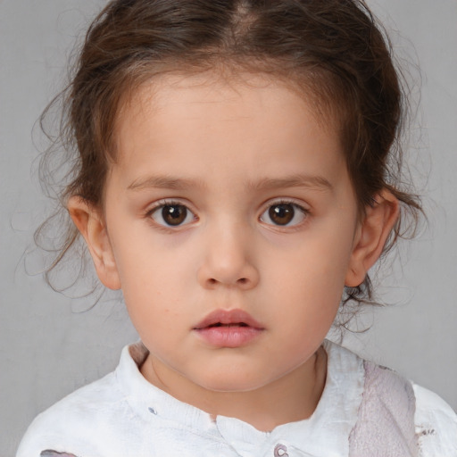 Neutral white child female with medium  brown hair and brown eyes