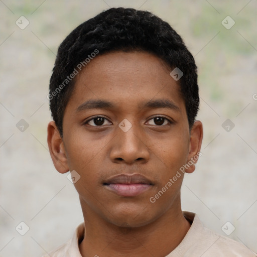 Neutral black child male with short  black hair and brown eyes