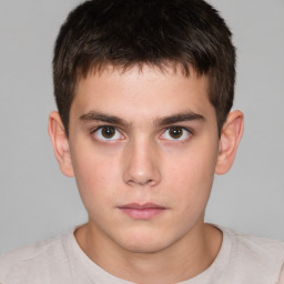 Neutral white child male with short  brown hair and brown eyes