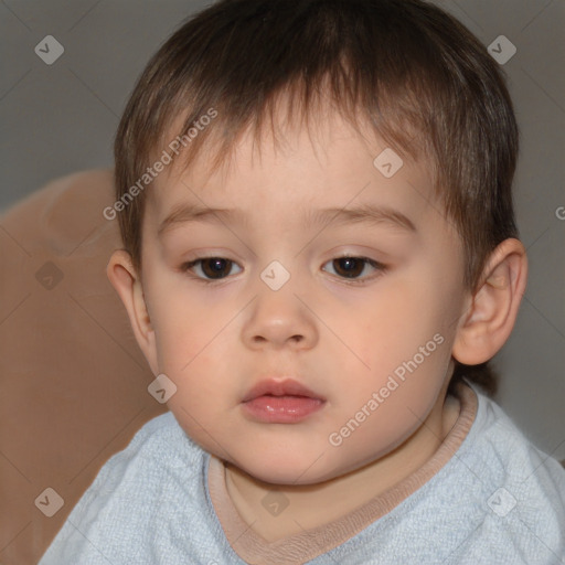 Neutral white child male with short  brown hair and brown eyes